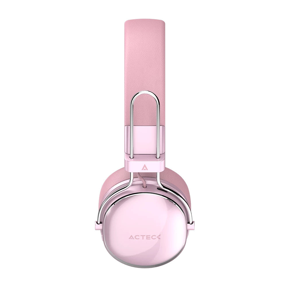 AUDIFONOS ACTECK LUXE CHIC HP710 / DIADEMA / INALAMBRICOS / BT 5.4 / MICROFONO OMNIDIRECCIONAL / 20 HZ A 20 KHZ / BATERIA 30 HRS / CANCELACION DE RUIDO HIBRIDO / ROSA / AC-940900