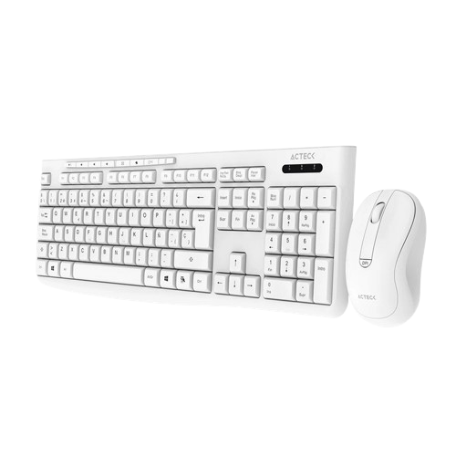 KIT ACTECK CREATOR PRIME MK255 / TECLADO Y MOUSE / INALAMBRICO / USB DONGLE / WINDOWS / ESPAÑOL / MEMBRANA / 105 TECLAS / MULTIMEDIA / OPTICO / 1600 DPI AJUSTABLE / 4 BOTONES / BLANCO / AC-941785