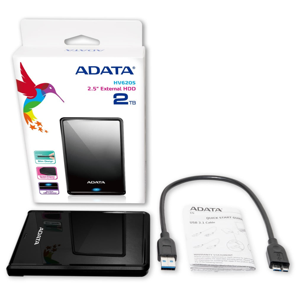 DISCO DURO EXTERNO ADATA HV620S 4TB PORTATIL 2.5 USB 3.2 NEGRO WINDOWS MAC LINUX DASHDRIVE SLIM