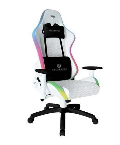SILLA GAMER BALAM RUSH LIGHTNING FROST / ILUMINACION LED RGB / COJINES AJUSTABLES / PISTON CLASE 4 / MAX 120 KG / INCLINACION 90° A 180° / CONTROL 356 MODOS / BLANCO / BR-935920