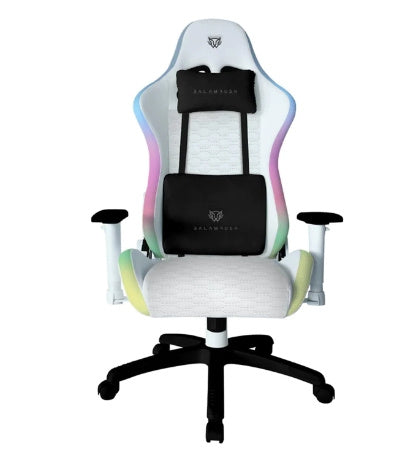 SILLA GAMER BALAM RUSH LIGHTNING FROST / ILUMINACION LED RGB / COJINES AJUSTABLES / PISTON CLASE 4 / MAX 120 KG / INCLINACION 90° A 180° / CONTROL 356 MODOS / BLANCO / BR-935920