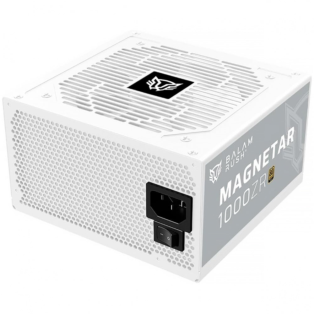 FUENTE DE PODER GAMER BALAM RUSH MAGNETAR 1000ZR / 1000 W / ATX 3.0 / FULL MODULAR / CERTIFICADA 80 PLUS GOLD / BAJO NIVEL DE RUIDO / UVP, OVP, OPP Y SCP / BLANCO / BR-940313