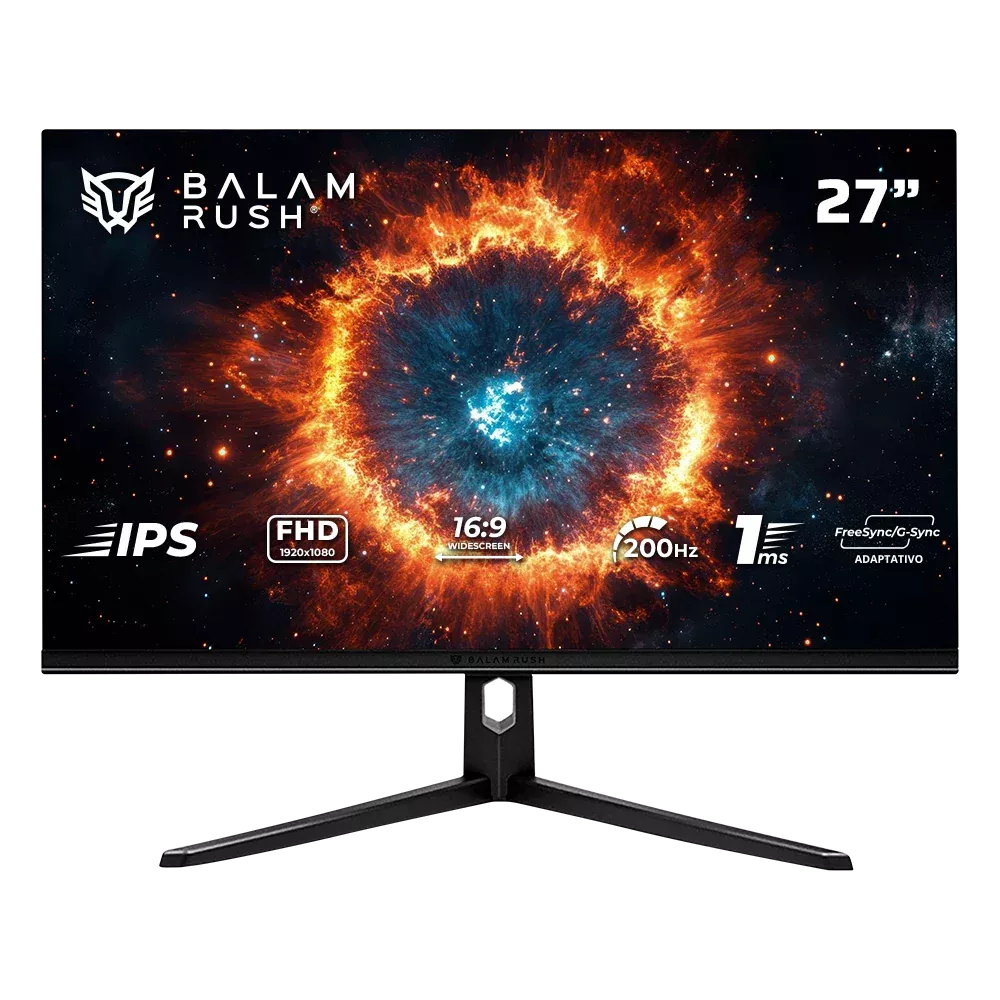 MONITOR GAMER BALAM RUSH HYPER NOVA MHN27Y / 27 PUL / PLANO / 200 HZ / FULL HD / TECNOLOGÍA HDR / 1 MS /  2 HDMI +  DP + AUDIO + DC / FREESYNC/G-SYNC / NEGRO / BR-942973