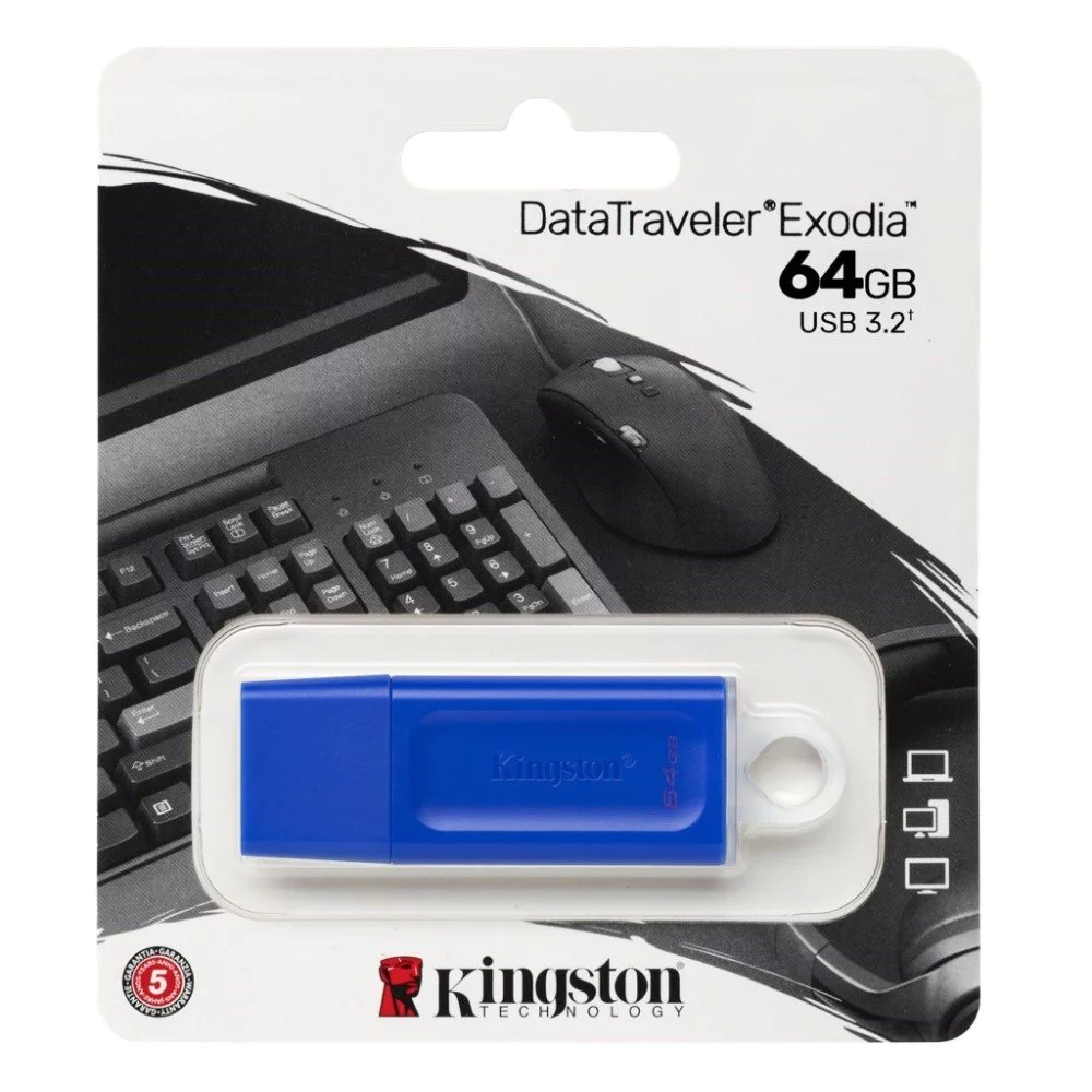 MEMORIA KINGSTON 64GB USB 3.2 ALTA VELOCIDAD / DATATRAVELER EXODIA AZUL DTX/64GB