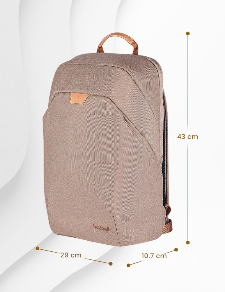 MOCHILA BACKPACK TECHZONE ECHO HERO DE 15.6 TZLBP56W-C DE MATERIALES RECICLADOS CAMEL