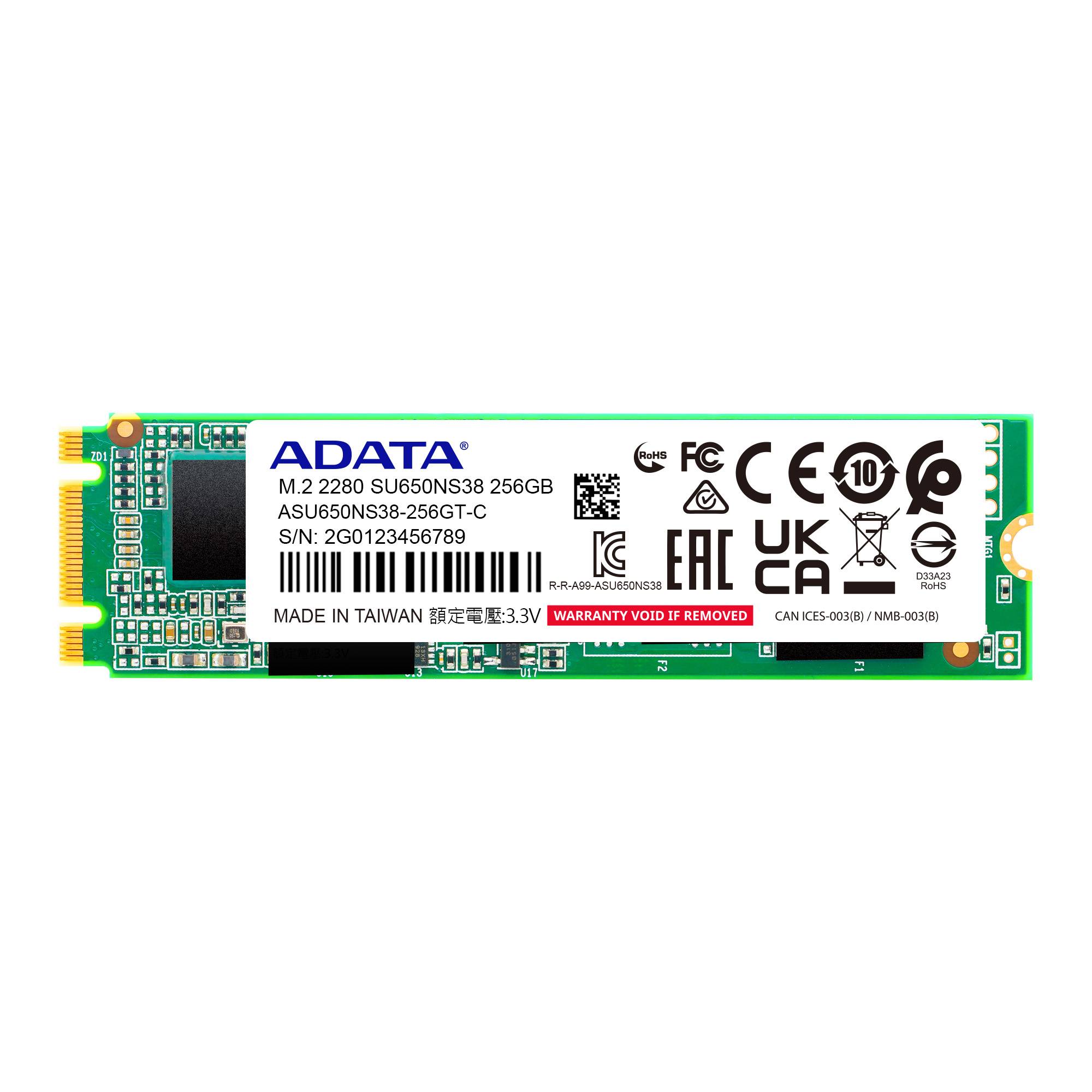 SSD ADATA SU650NS38 - 256 GB, SATA III, 550 MB/s, 500 MB/s, 6 Gbit/s
