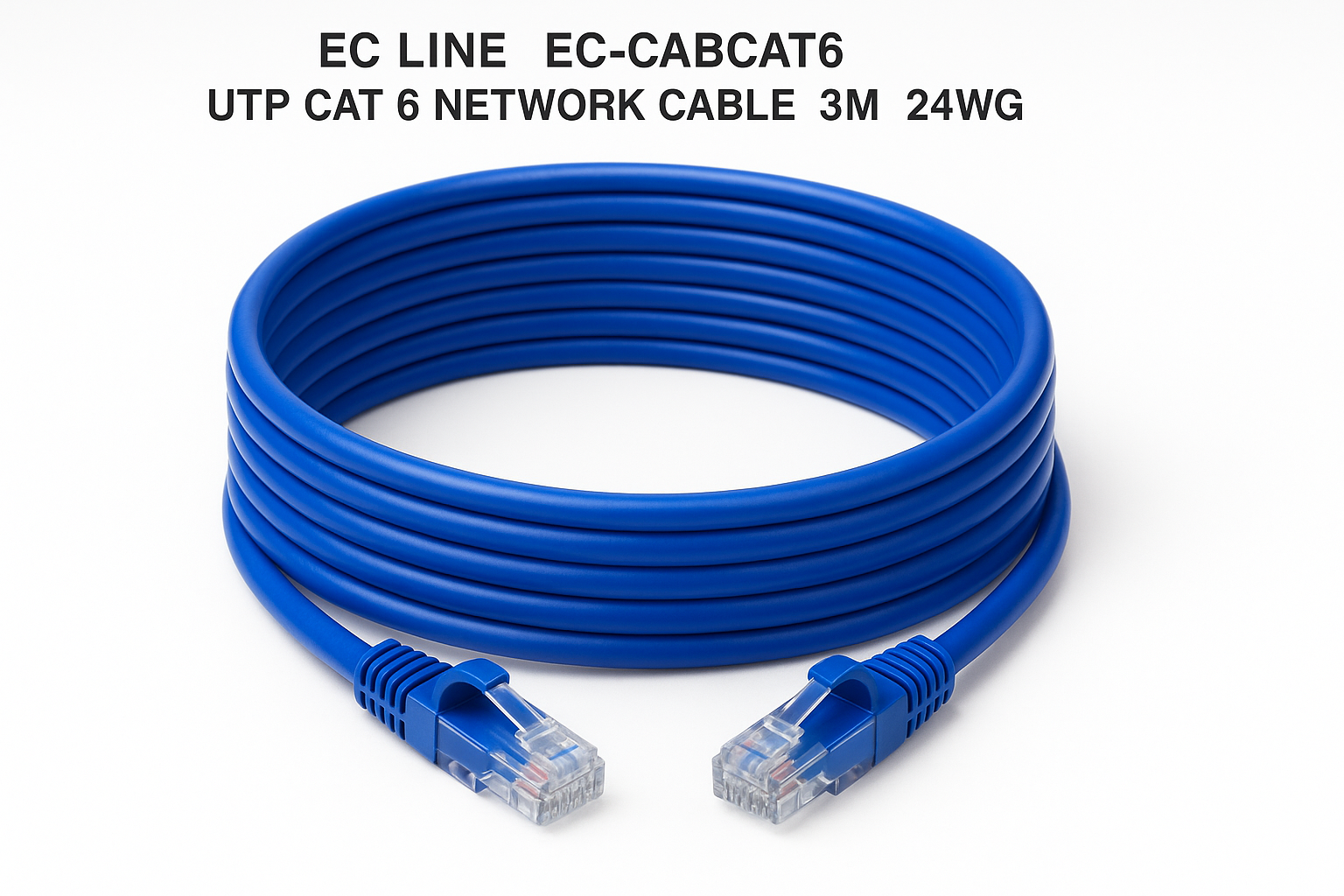 Cable Ethernet UTP Cat 6 Azul 3m RJ45 24AWG - EC Line Profesional