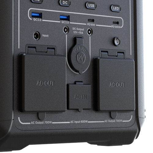 GENERADOR ELECTRICO DE BATERIAS LMFP  PORTATIL FORZA SERIE TITAN FPP-T700 700W 9 SALIDAS 2AC/7DC 2 PANTALLA LCD PANEL DE CONTROL INTEGRADO LAMPARA LED CARGA RAPIDA EN 1.5 HORAS