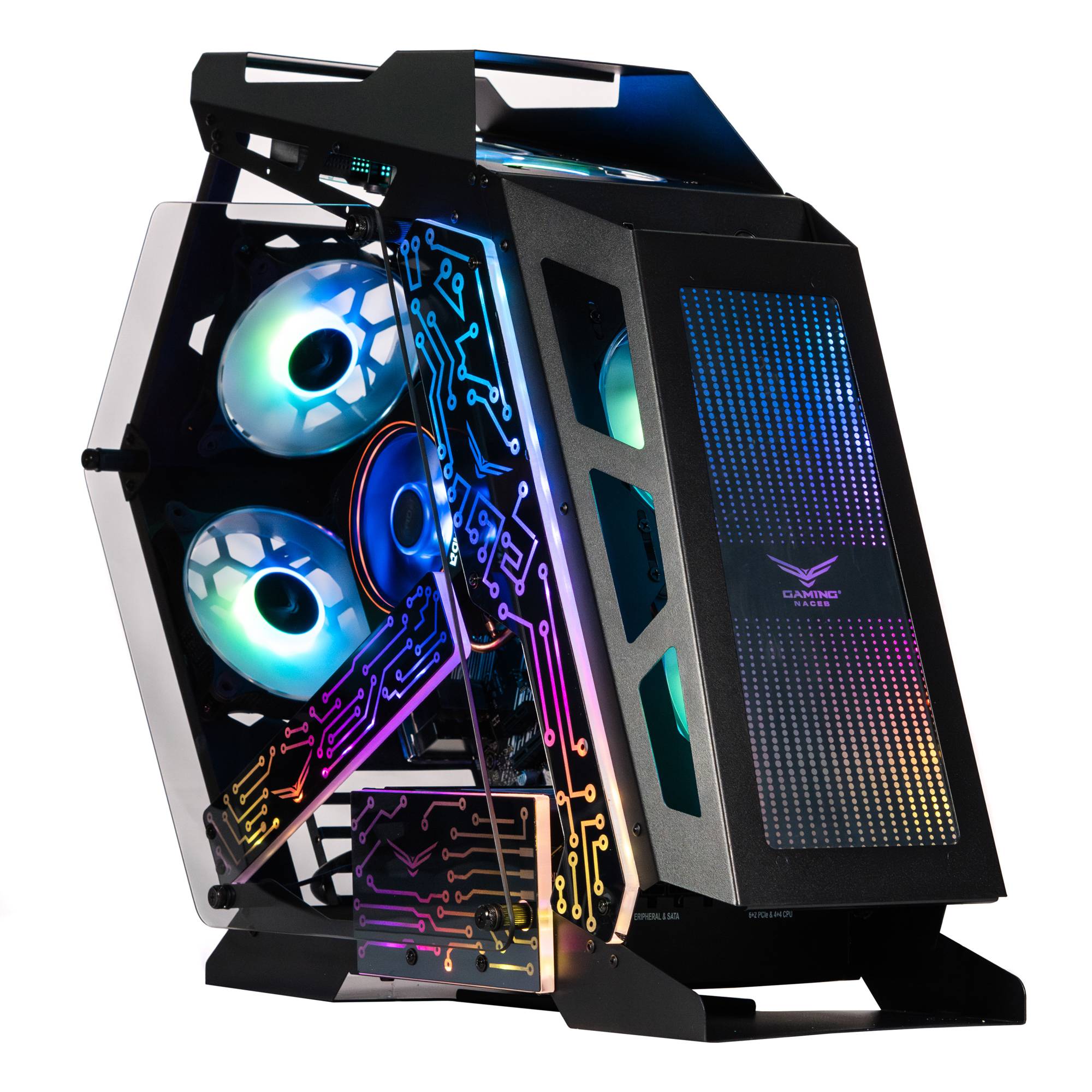 Gabinete Gaming ESPECIAL CON CRISTAL TEMPLADO - ITX, MicroATX, Ventiladores 2 Frontales 1Posterior ARGB USB 3.0 x1, USB 1.1 x1 HD Audio x1 NA-0641