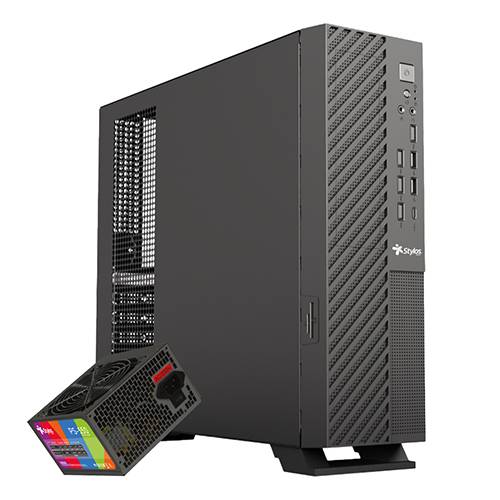Gabinete Oficina Mince Slim ITX Stylos con fuente de poder 550W STGAMN1B -