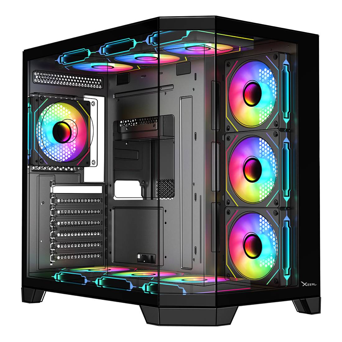 Gabinete Gamer Xzeal X-Tron Mid Tower ATX XZGAXT1B Panel Der. Vidrio + Metal 2xUSB1.0+1xUSD3. +3.5 mm+4 ARGB -