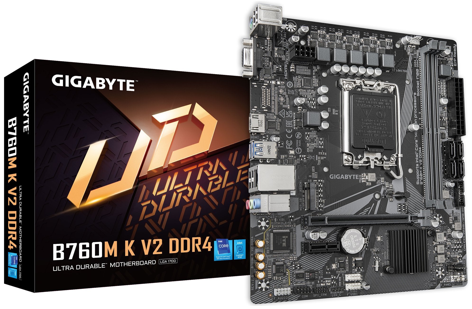 TARJETA MADRE GIGABYTE B760M K V2 DDR4 / SOCKET 1700 / 2X DDR4 / HDMI / PCIE X 16 / MICRO ATX