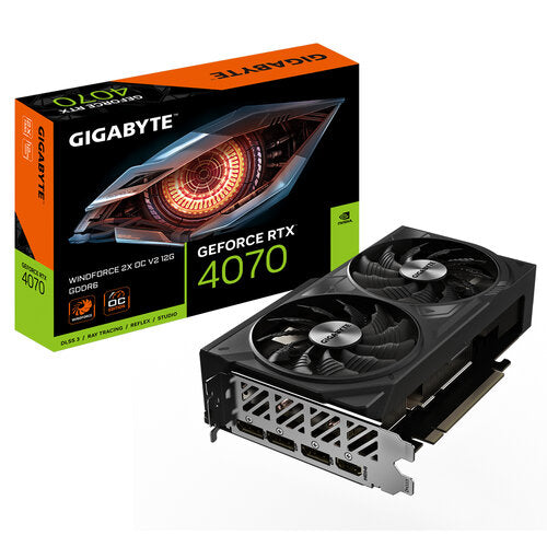 TARJETA DE VIDEO GIGABYTE GV-N4070WF2OCV2-12GD / RTX 4070 / GDDR6 12 GB / PCIE 4.0 / DP 1.4 / HDMI 2.1 / GAMA MEDIA