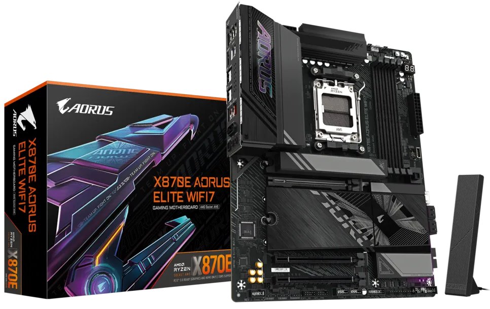 TARJETA MADRE GIGABYTE X870E AORUS ELITE WIFI7 / SOCKET AMD AM5 / DDR5 8200 MT/S / WIFI 7 / BT 5.4 / ATX / GAMER