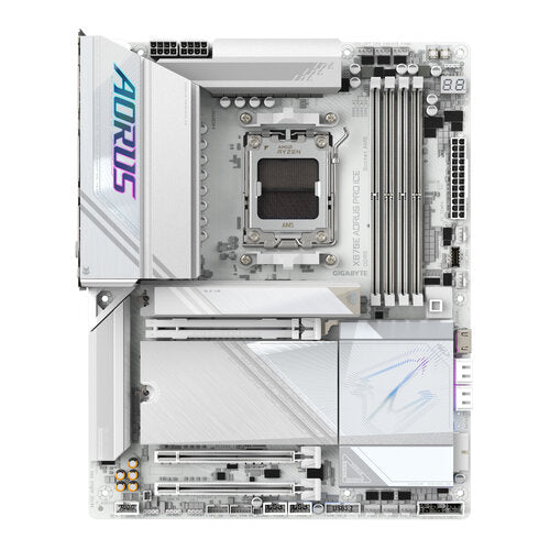 TARJETA MADRE GIGABYTE X870E AORUS PRO ICE / SOCKET AM5 / AMD X870E / DDR5 4X 8200 MT/S / WIFI7 / BT 5.3 / ATX / GAMING