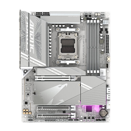 TARJETA MADRE GIGABYTE X870 A ELITE WF7 ICE / SOCKET AM5 / DDR5 X4 8200 MT/S / WIFI 7 / BT 5.4 / PCIE X16 5.0 / M.2 / ATX / GAMER