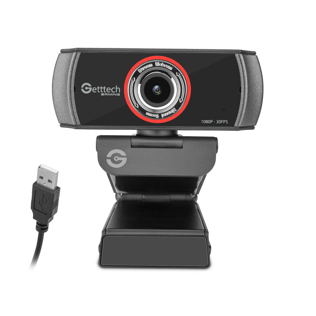 WEBCAM STREAMING GETTTECH FHD 30FPS USB MICROFONOS DOBLES (GPW-FHDMF-G1)