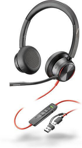 DIADEMA HP POLY 8X223AA BW 8225/ ALAMBRICA BINAURAL CONEXION USB-C USB-A CANCELACION ACTIVA DE RUIDO CONTROL PARA LLAMADAS COLOR NEGRO NARANJA