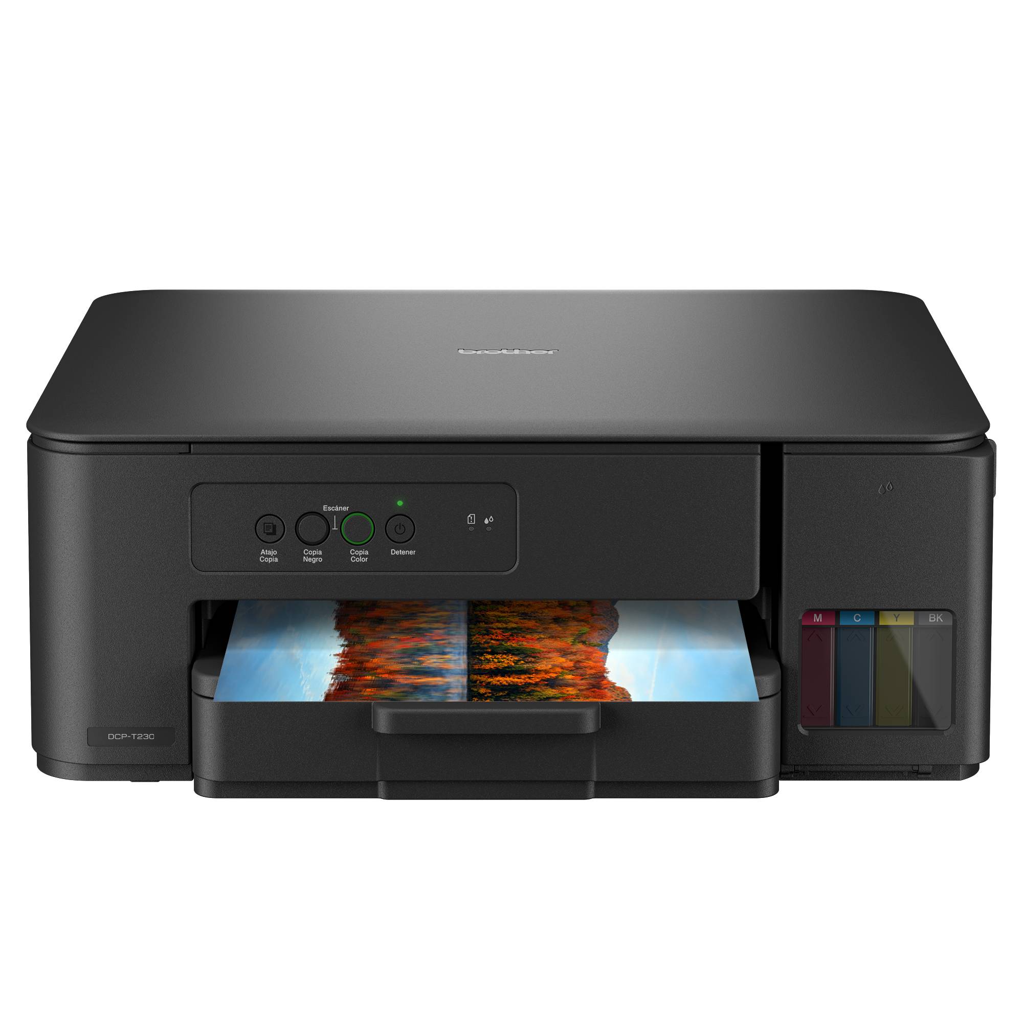 Multifuncional Tinta Continua Brother DCPT230 - 27 ppm negro/11 ppm color, USB 2.0, cama plana color tamaño carta. Conectividad limitada con Mac