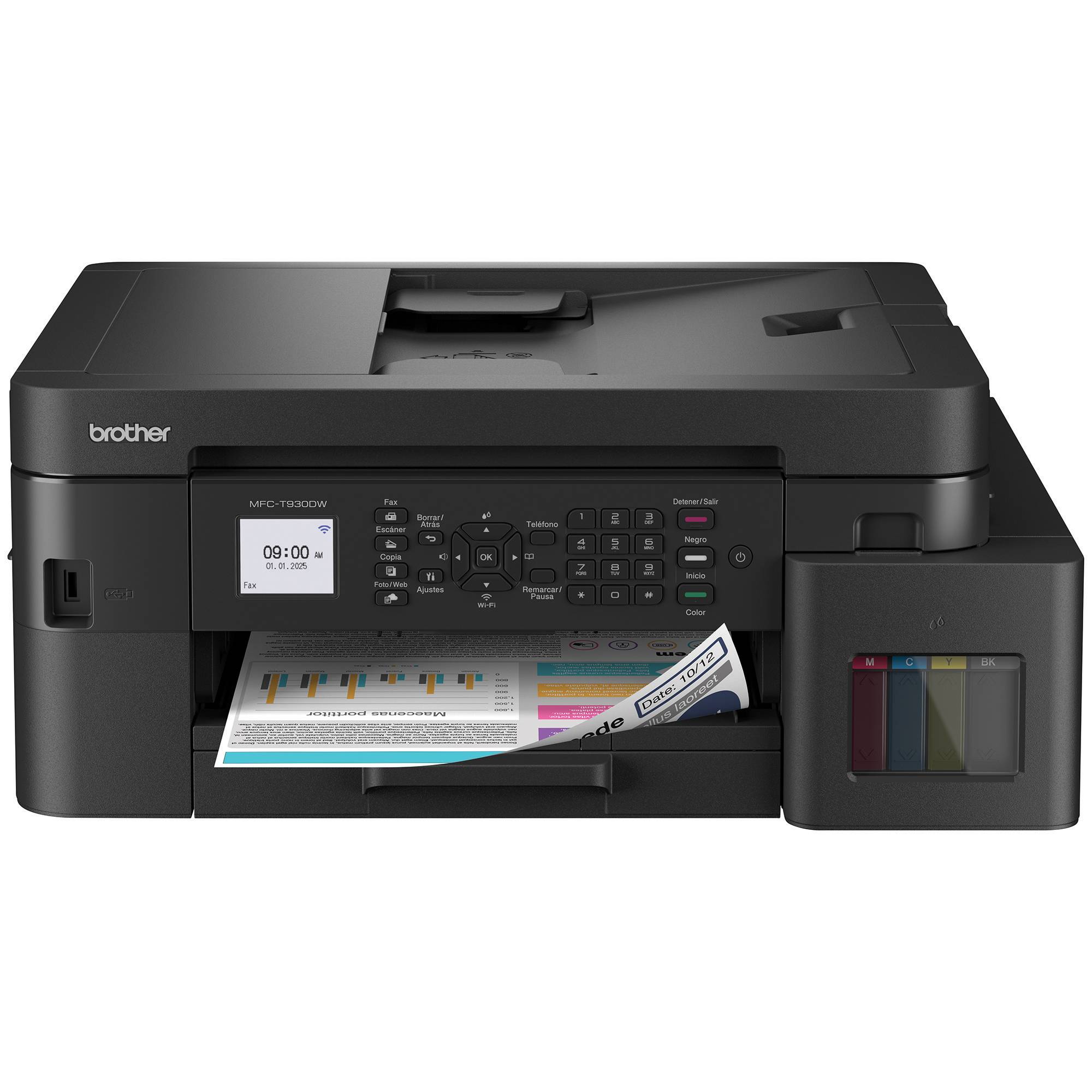 Multifuncional Tinta Continua Brother MFCT930DW - impresión dúplex, 30 ppm negro/26 ppm color, Wifi 2.4/5Ghz, Ethernet, cama plana color tamaño carta