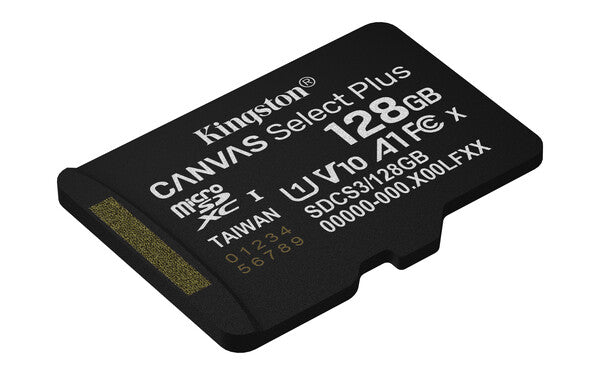 MEMORIA FLASH MICRO SD KINGSTON SDXC CANVAS SELECT PLUS 128GB 150MB/S UHS-I U1 V10 C/ADAPTADOR (SDCS3/128GB)