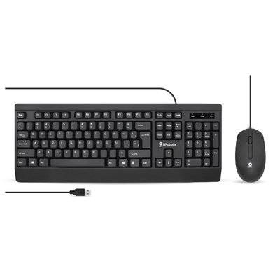 Kit teclado y mouse - Alámbrico USB, 1200 DPI, antiderrames, ultra silencioso, en español, Negro, BROBOTIX 6007198