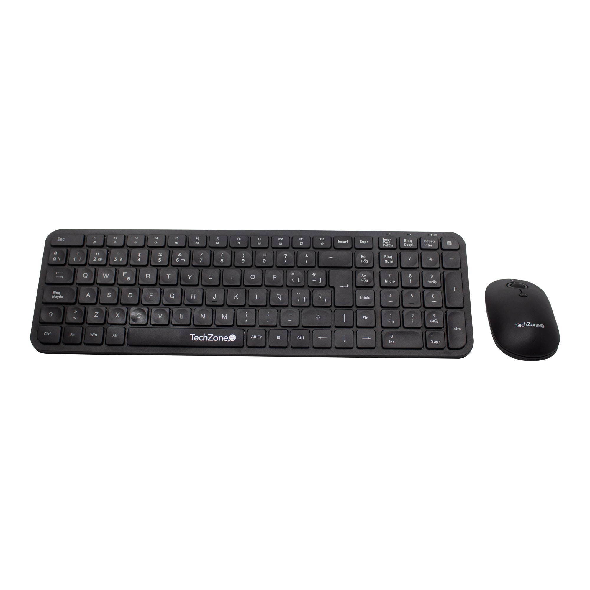 Kit Silent TechZone - combo inalámbrico con conexión USB, mouse 2400 DPIs, teclado con 105 teclas tipo QWERTY 1 año de garantía.