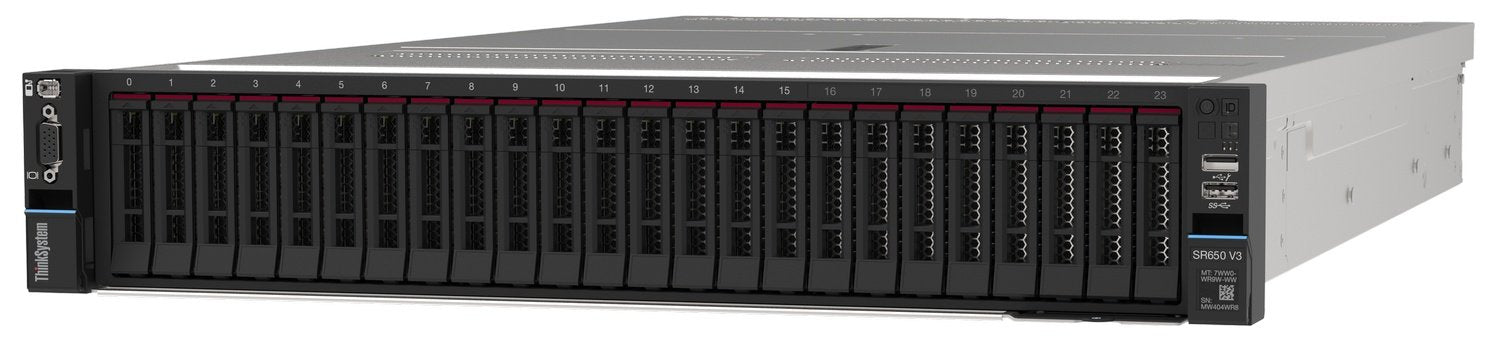 SERVIDOR LENOVO THINKSYSTEM SR650 V3 / INTEL XEON SILVER 4510 12C 150W 2.4GHZ / 32GB TRUDDR5 4800MHZ (1RX4) 10X4 RDIMM / SIN DISCOS, SOPORTA SSD, HD  / FUENTE DE PODER 750W / SIN S.O.
