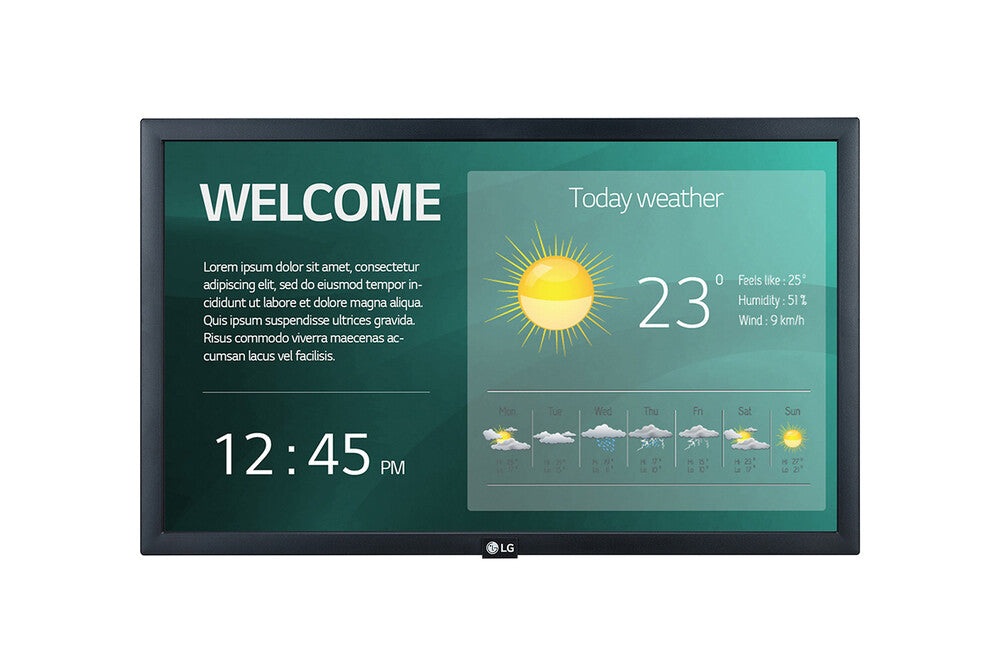 MONITOR PREFESIONAL LG DE 22 22SM3G 16/7 250 NITS IPS FULL HD 1920X1080 WEBOS HDMI/HDCP / RGB / USB 2.0 / RS232C / RJ45 / AUDIO / IR
