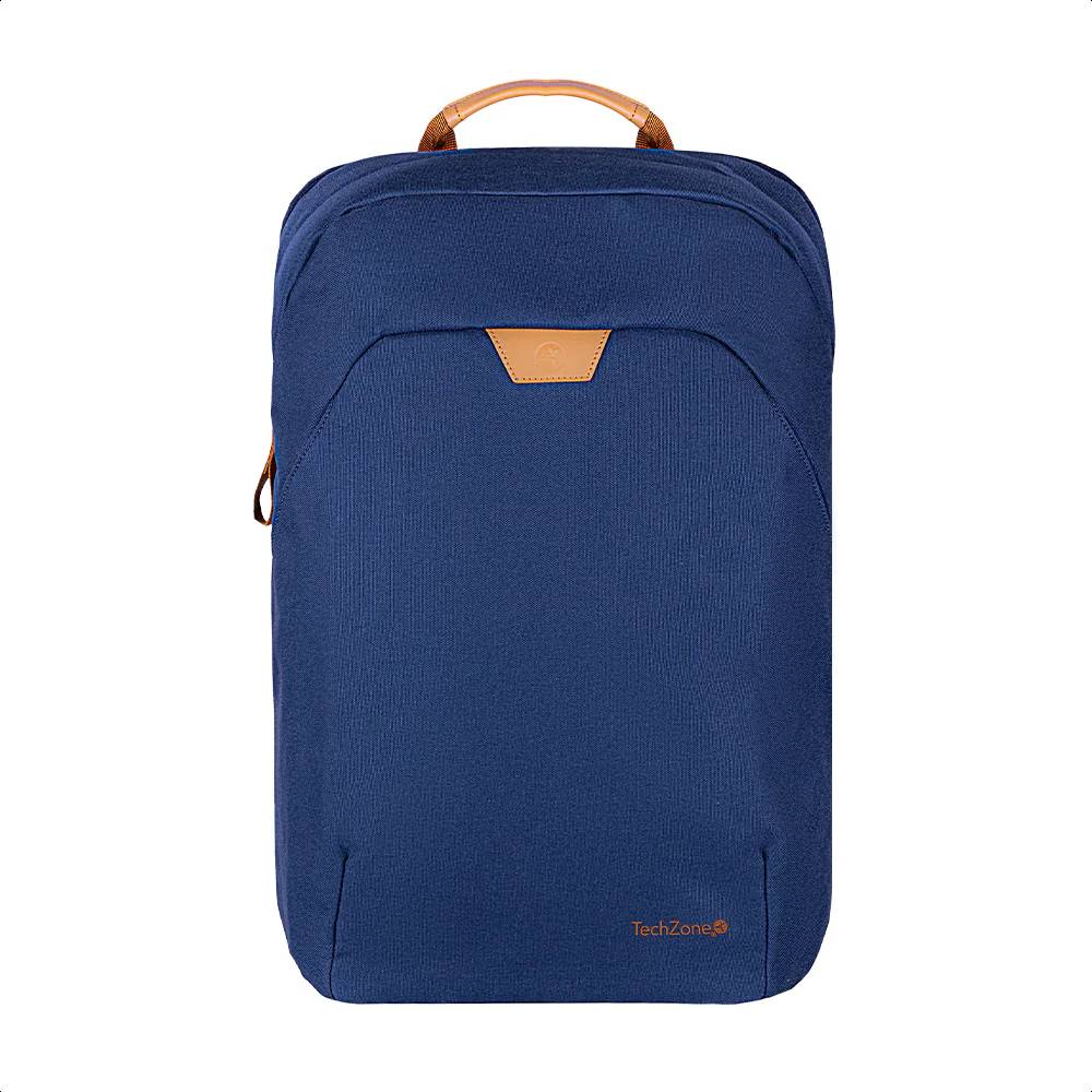 Backpack  ECO HERO Techzone de 15.6 - 2 compartimientos, 1 acolchado para laptop, color Azul, GARANTIA LIMITADA DE POR VIDA.
