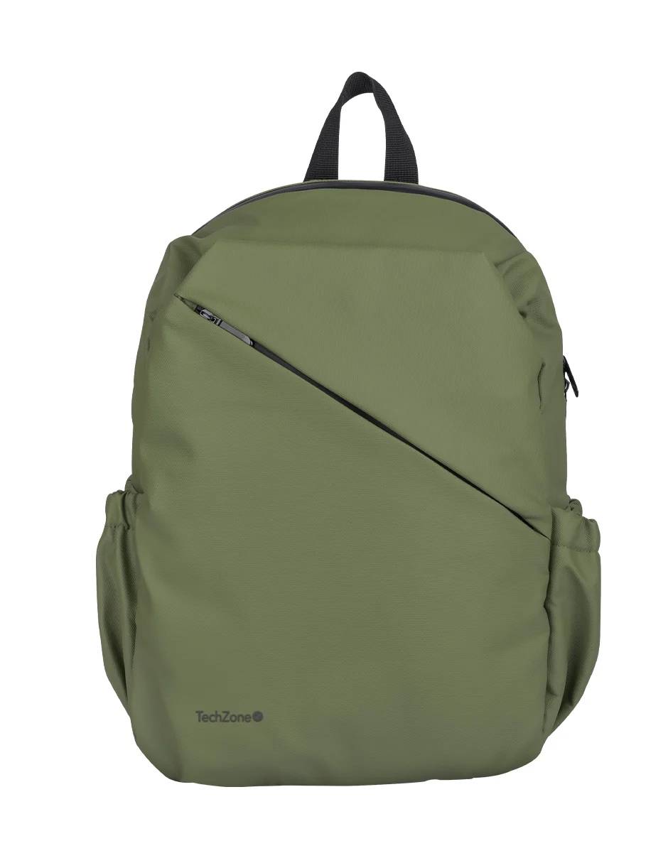 Backpack STYLE TZLBP29-V TECHZONE 16 - resistente a salpicaduras 100  Poliéster, color Verde, GARANTIA LIMITADA DE POR VIDA.