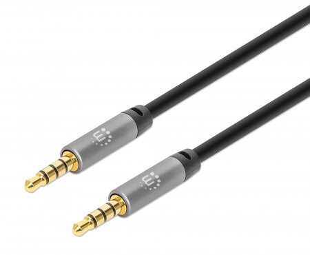 CABLE AUDIO ESTEREO , MANHATTAN, 356015, 5.0MM M-M 5.0M NEGRO/ALUMINIO PLATEADO