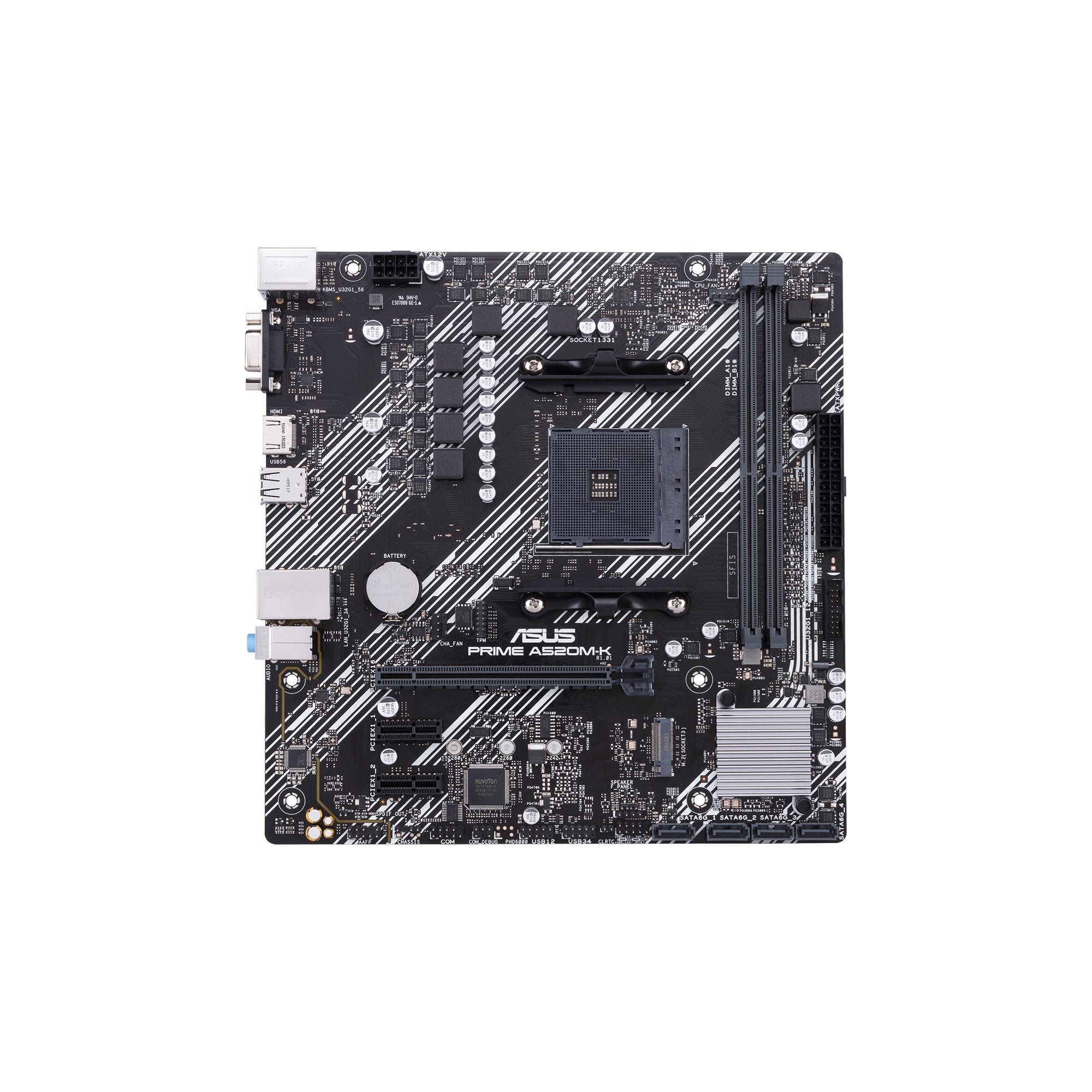 Tarjeta Madre ASUS PRIME A520M-K - micro ATX, AMD, Ryzen AM4, AMD Ryzen™ 5000, 4000 G-Series y 3000 Series, M.2, Ethernet de 1 Gb, HDMI / D-Sub, SATA 6 Gbps,