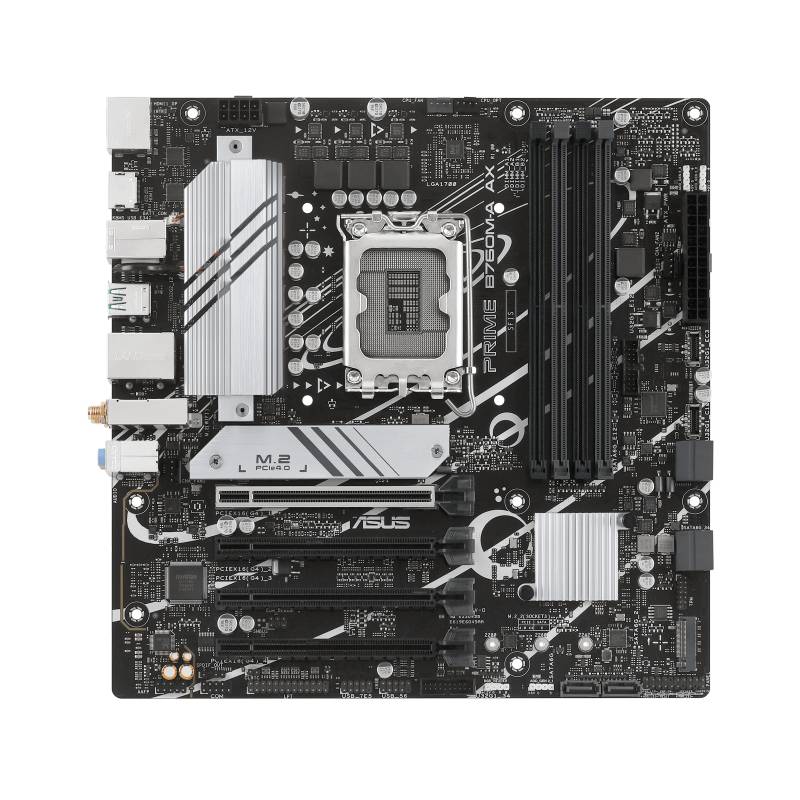 Tarjeta Madre ASUS  PRIME B760M-A AX - Matx, Intel, LGA 1700, Intel® de 13a y de 12a gen, PCIe 4.0, DDR4, Wi-Fi 6, DisplayPort, HDMI dualTM, SATA 6 Gbps, Aura