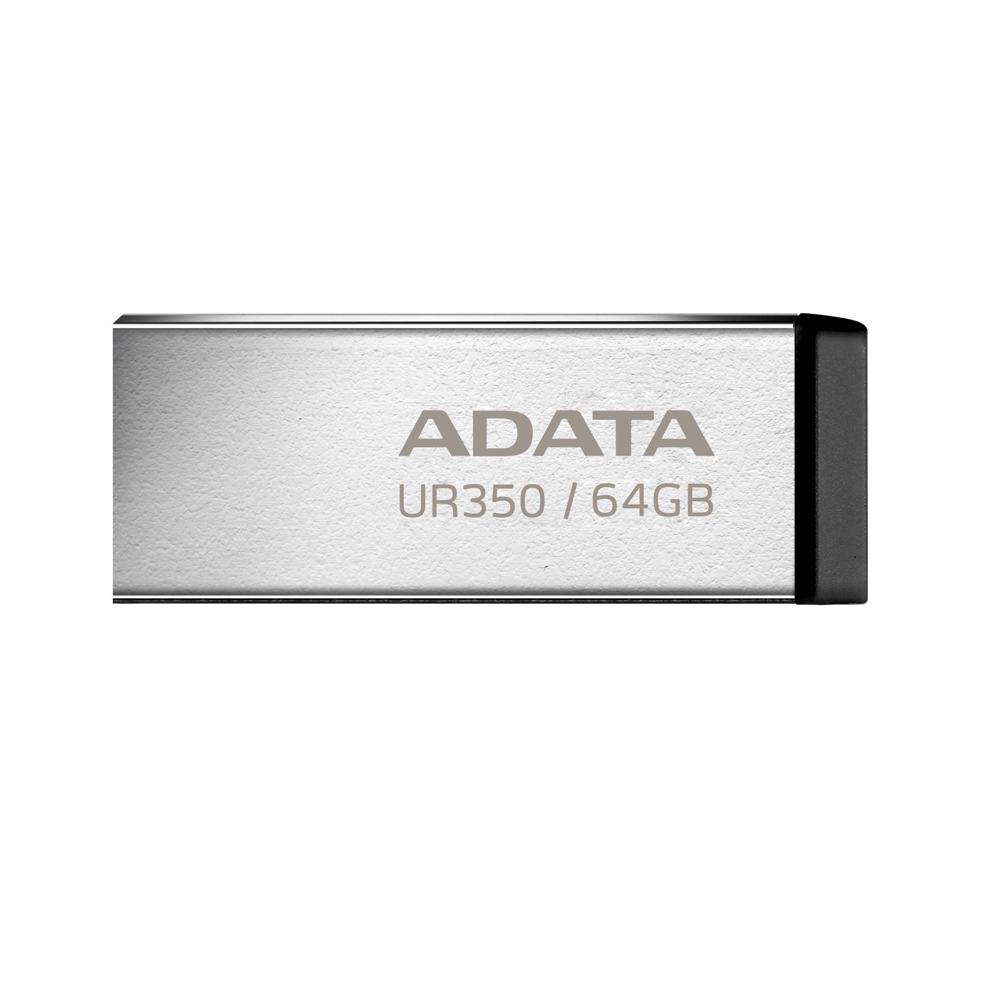 Memoria USB de 64GB UR350 3.2 Gen 1 (retrocompatible 3.0 y 2.0) - diseño elegante sin tapa. Color Metálico, negro. UR350-64G-RSR/BK