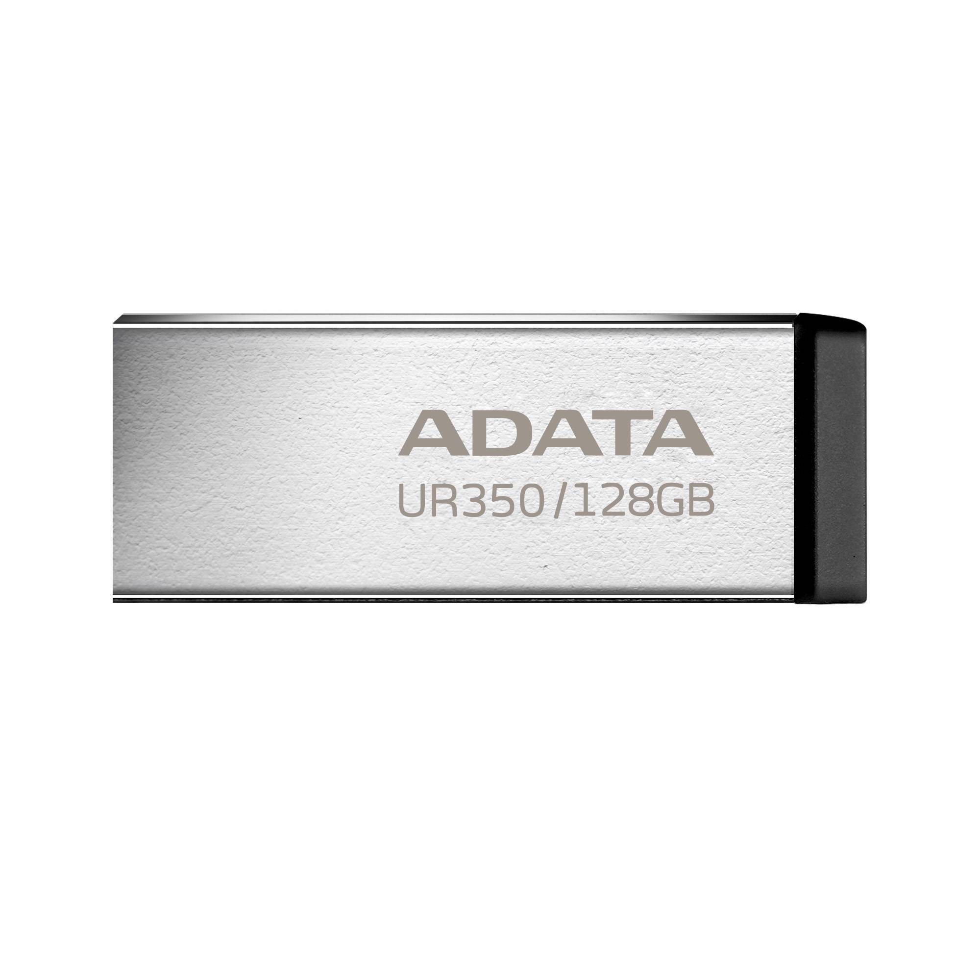 Memoria USB de 128GB UR350 3.2 Gen 1 (retrocompatible 3.0 y 2.0) - diseño elegante sin tapa. Color Metálico, negro. UR350-128G-RSR/BK