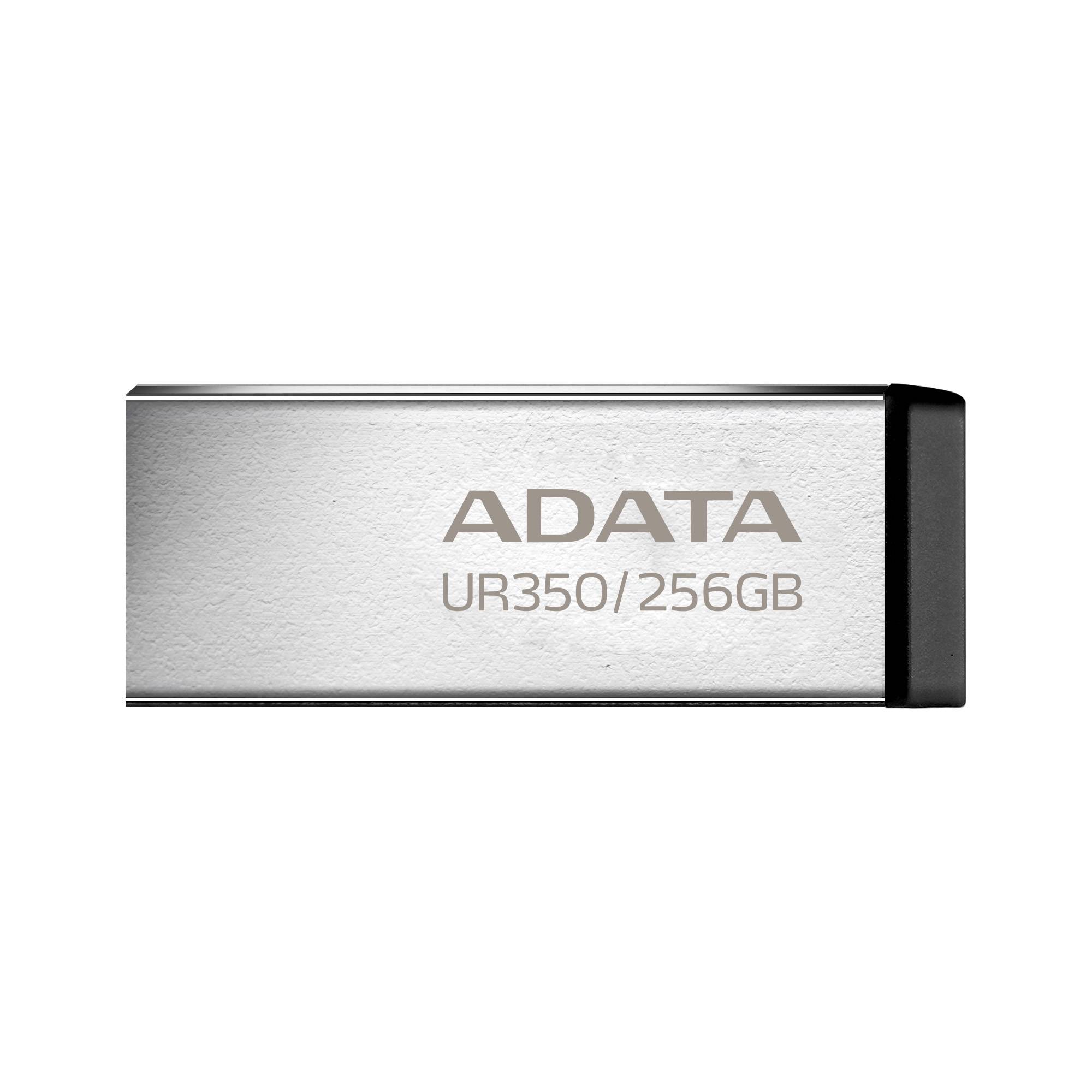 Memoria USB de 256GB UR350 3.2 Gen 1 (retrocompatible 3.0 y 2.0) - diseño elegante sin tapa. Color Metálico, negro. UR350-256G-RSR/BK