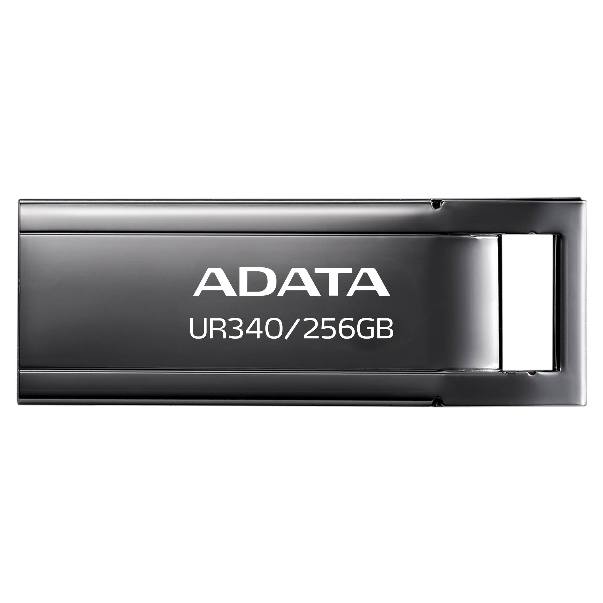 Memoria USB de 256GB UR340 3.2 Gen 1 (retrocompatible 3.0 y 2.0) - diseño elegante sin tapa. Color Metálico negro. AROY-UR340-256GBK