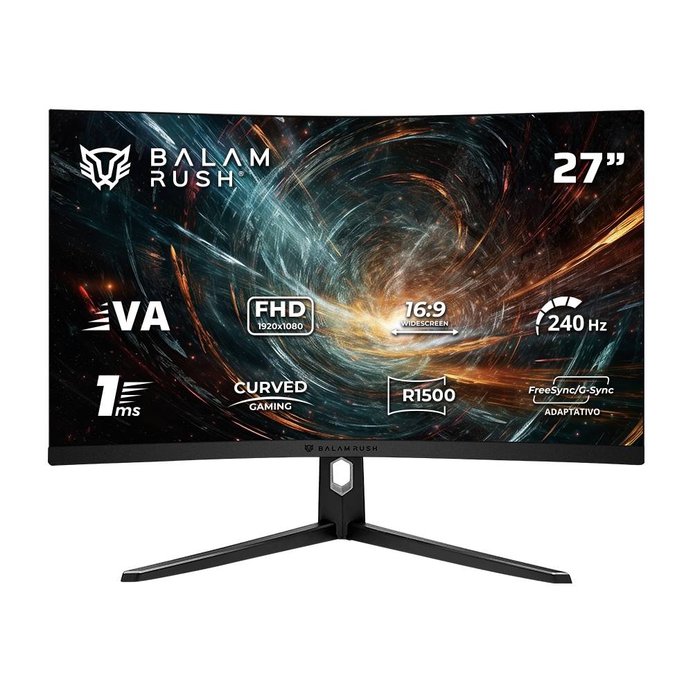 Monitor Curvo Gaming HYPER ORBIT MHO27Y  Panel VA - 27 Pulgadas Curvo, Resolución:1920x1080  FHD 1500R Frecuencia: 240 Hz