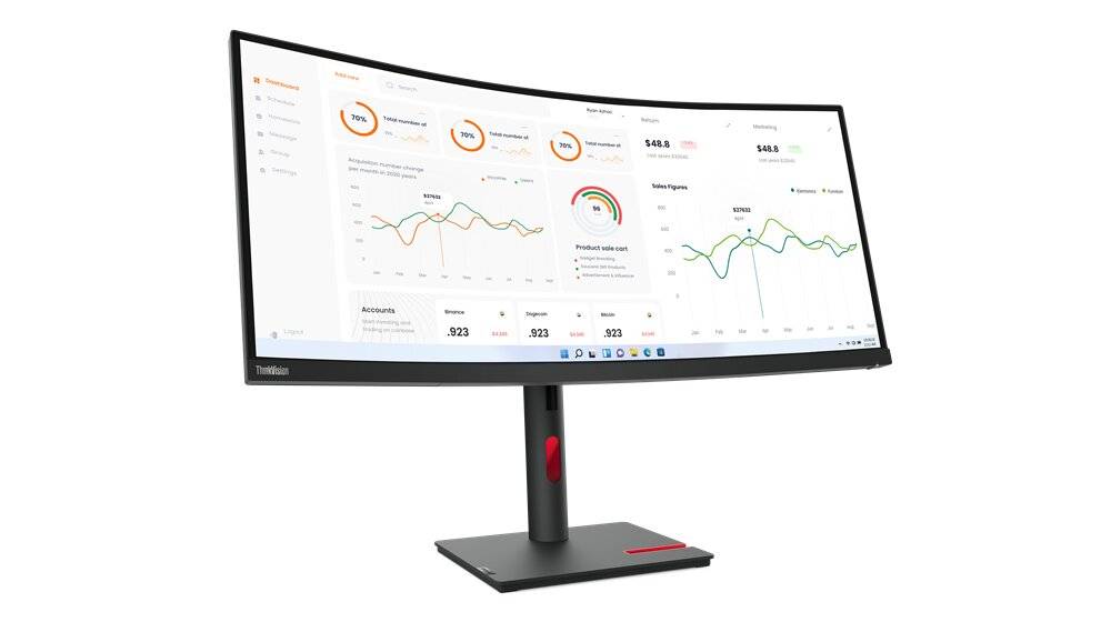 Monitor Lenovo T34W-30 - Pantalla 34 Pulgadas Curvo (3440x1440), HDMI, DisplayPort, Garantia 3 años con fabricante.