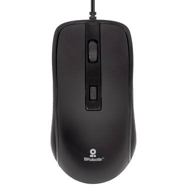 MOUSE ALÁMBRICO USB - BÁSICO, USB 1600 DPI, 3 BOTONES, COLOR NEGRO, 6007204 BROBOTIX