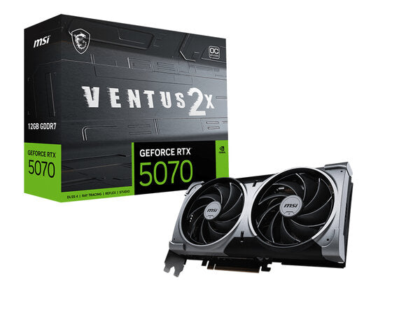 TARJETA DE VIDEO MSI NVIDIA GEFORCE RTX 5070 12G VENTUS 2X OC PCIE4 X 8/12GB/GDDR7/ESTANDAR/1HDMI/1XDP/DL-DVI-D X 1GAMA MEDIA /GAMER