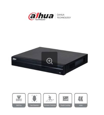 DAHUA DHI-NVR4232-4KS3 NVR De 32 canales IP - 8 MP/4K, 160 Mbps, Smart H.265+, 2 Bahías para HDD de 20 TB, HDMI   VGA, soporta cámaras WizS  2CH  SMD+
