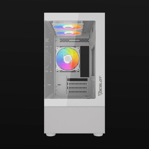 GABINETE OCELOT GAMING GLASS EW7 / MINI TOWER / M-ATX, ITX / PANEL LATERAL Y FRONTAL DE CRISTAL TEMPLADO/ INCLUYE 3 VENTILADORES / ENFRIAMIENTO LIQUIDO HASTA 240MM / GPU HASTA 315MM / COLOR BLANCO