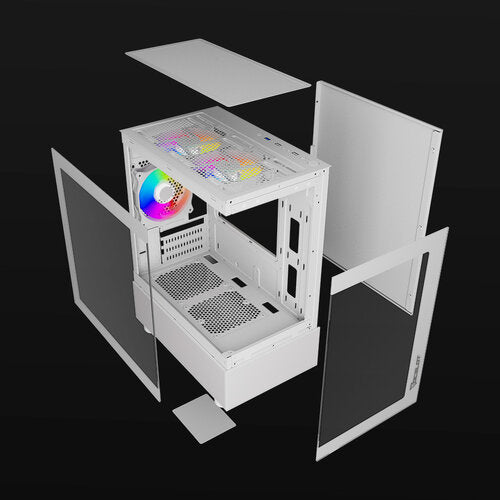 GABINETE OCELOT GAMING GLASS EW7 / MINI TOWER / M-ATX, ITX / PANEL LATERAL Y FRONTAL DE CRISTAL TEMPLADO/ INCLUYE 3 VENTILADORES / ENFRIAMIENTO LIQUIDO HASTA 240MM / GPU HASTA 315MM / COLOR BLANCO