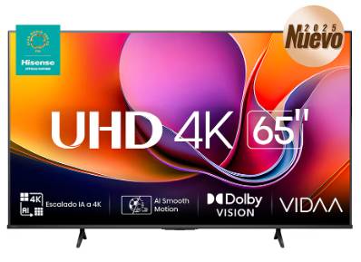Televisor Hisense 65A65NV - 65 pulgadas, LED 4K UHD, 3840 x 2160 Pixeles, VIDAA SMART TV