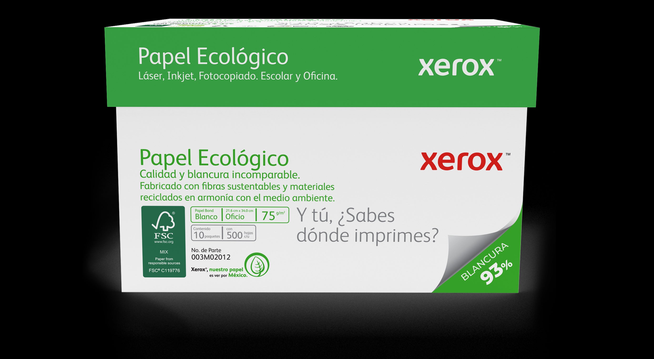XEROX PAPEL ECOLOGICO OFICIO 93  BLANCURA -