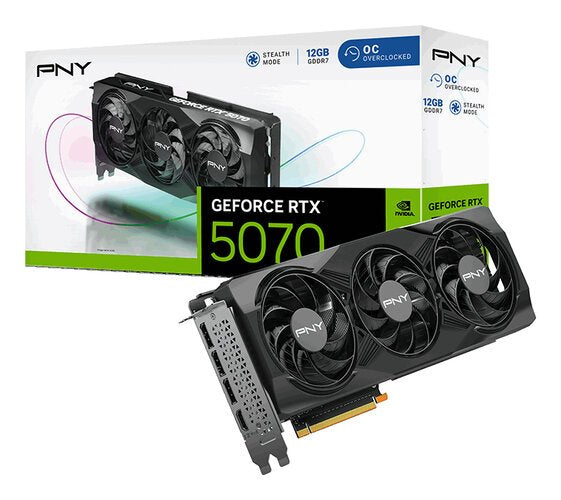 TARJETA DE VIDEO PNY GEOFORCE RTX 5070 TRIPLE FAN OC / 12GB GDDR7 / PCIE 5.0 X16 / GAMA ALTA / GAMER