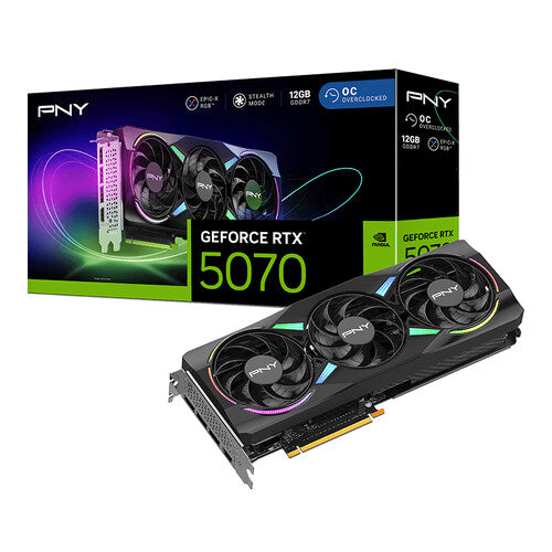 TARJETA DE VIDEO PNY GEOFORCE RTX 5070 TRIPLE FAN ARGB OC / 12GB GDDR7 PCIE 5.0 X16 / GAMA ALTA / GAMER