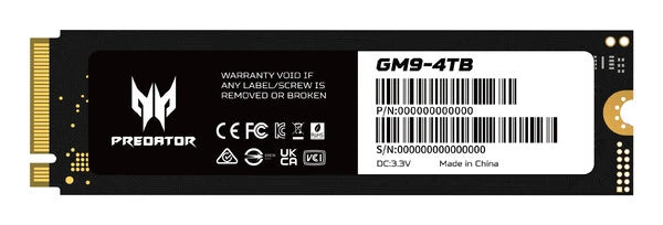 UNIDAD DE ESTADO SOLIDO SSD INTERNO PREDATOR GM9 1TB M.2 2280 NVME PCIE GEN 5X4 LECT.14,000 ESCRIT.7,300 MBS TLC NAND PC LAPTOP MINIPC  BL.9BWWR.133